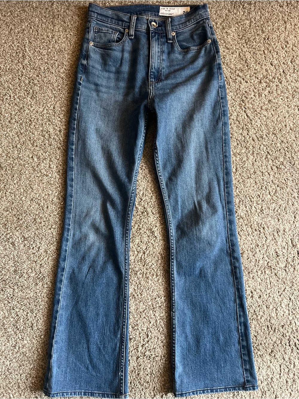 rag & bone Blue High-Rise Flare Jeans